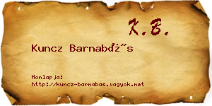 Kuncz Barnabás névjegykártya